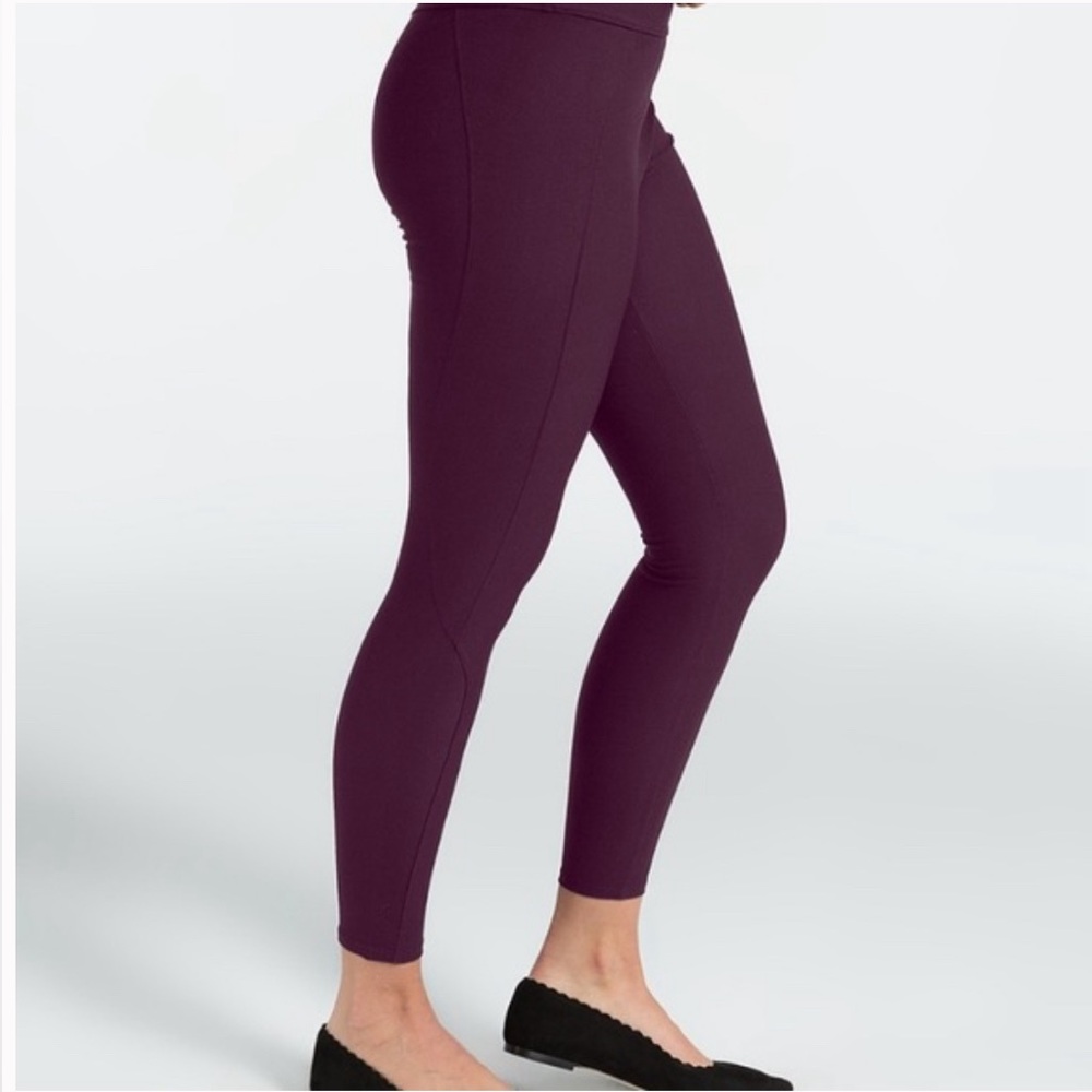 SPANX Wine Micro Ribbed High Rise Leggings Small Compression Shaping - Picture 7 of 7